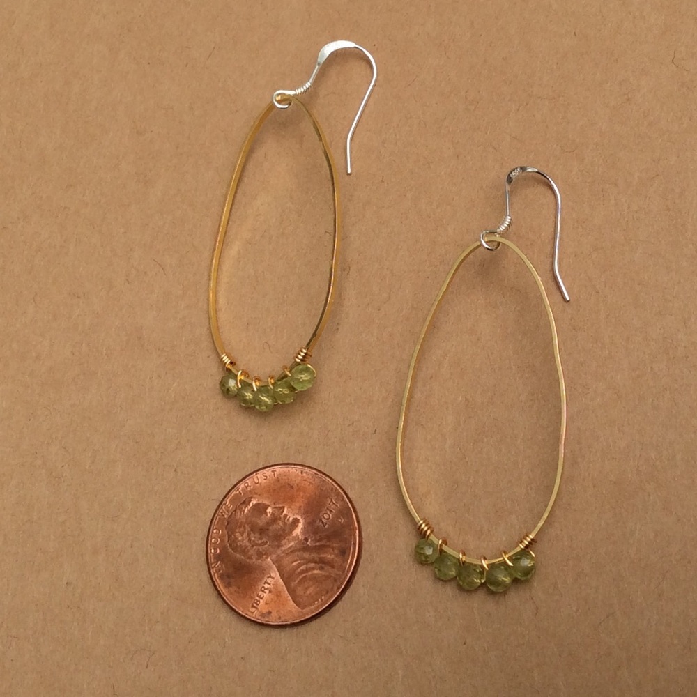 handcrafted Sundance charm natural Peridot Sterling silver gold plated earrings - Picture 6 of 11